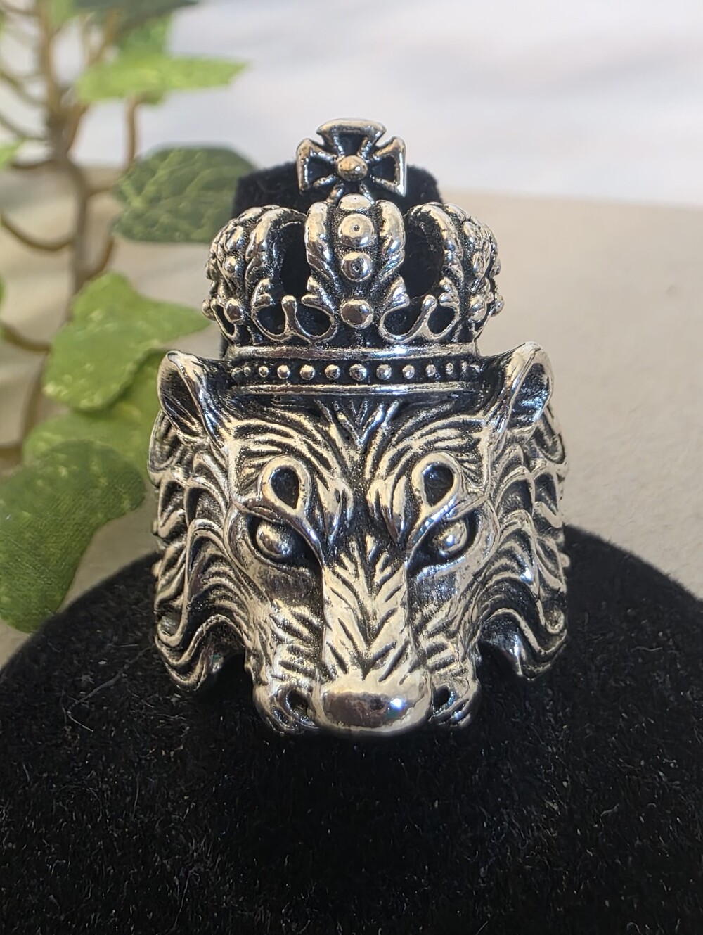 Silver Crowned Lion King Ring Bold Statement Biker Gothic Royalty Sz 9 10.5